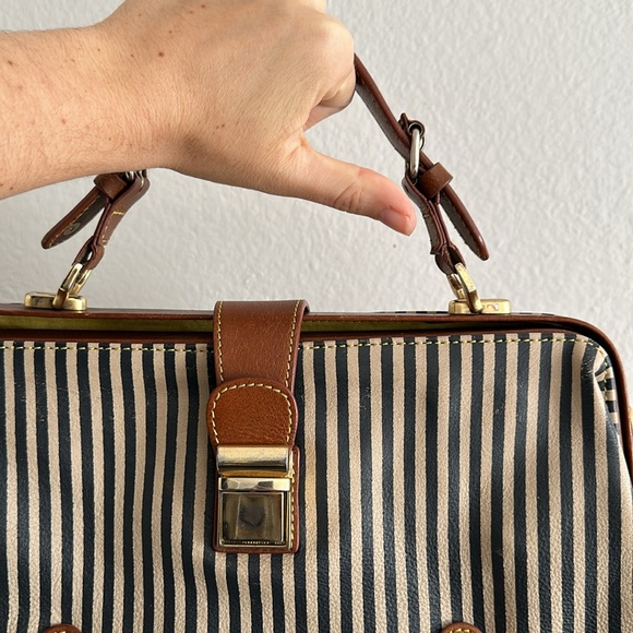 Holding Horses, Anthropology leather satchel, striped bag. - Picture 10 of 16